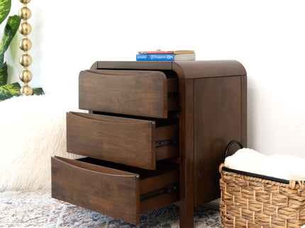 Lionel - Nightstand 3 Drawer Bed Side Table - Brown