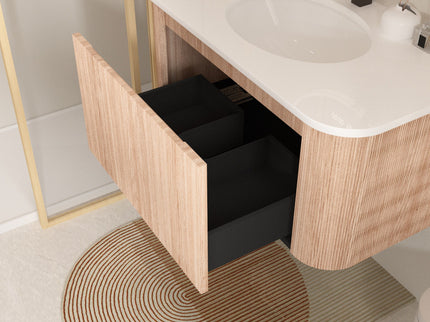 Arcora - Wall Mounted Bathroom Vanity With Curved Design - Natural Wood