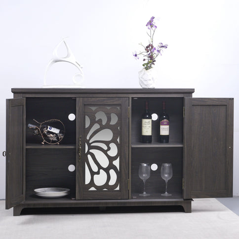 3 Door Mirrored Sideboard Cabinet With Adjustable Shelves