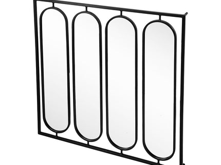 Large 4 Oval Wall Mirror With Square Frame, Home Decor For Living Room, Bedroom, Entryway, Office - Black