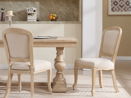 Dining Chairs Upholstered With Fan Shaped Back (Set of 2) - Beige
