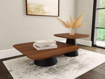 Duncan - 2 Piece Coffee Table Set With Sculpted Bases - Walnut