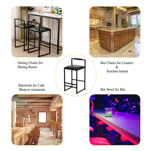 Elegant Bar Stool Set With Backrest And Footrest, Counter Height (Set of 2)