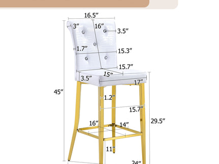 Bar Chairs With Crystal Clasp Design (Set of 2)