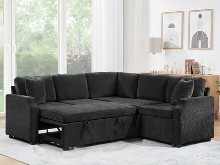 Modern L Shaped Sectional Sofa Bed With Hidden Storage Upholstery