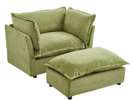 Modern Armchair Sofa With Movable Ottoman