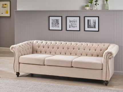 Chesterfield Style 3 Seater Sofa With Deep Button Tufting