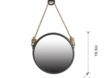 Handsome Cleveland Mirror With Rope Strap Contemporary Design Circle Mirror With Round Metal Frame For Wall Decor