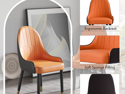 Modern Sponge-Filled Dining Chair, Solid Wood Metal Legs, Suitable For Restaurants, Living Rooms And Rooms (Set of 2)