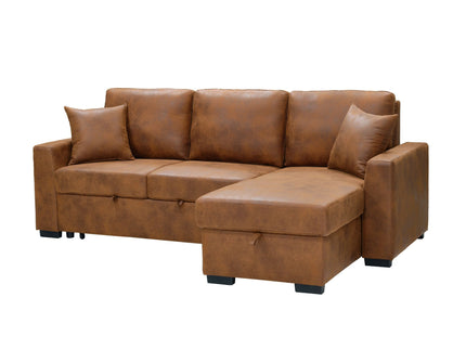 Upholstered Sectional With Pull-Out Bed And Chaise Storage