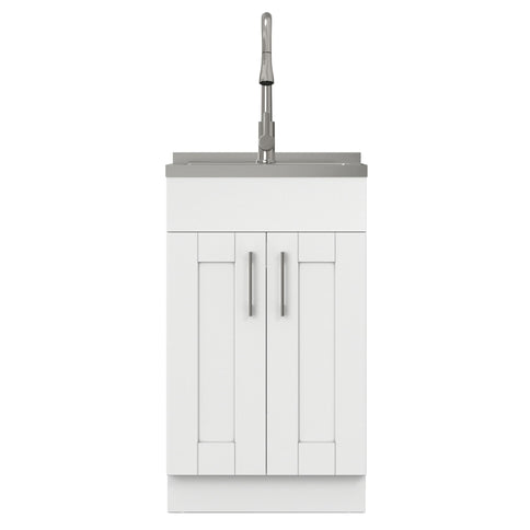 Modern Shaker All-In-One Laundry Utility Sink And Cabinet With Pull-Out Faucet