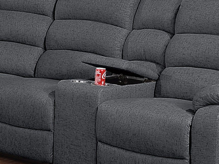 Manual Motion Reclining Loveseat 3 Piece Sectional Set With Console Storage And Cup Holders