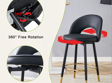 Modern Upholstered 360° Rotatable Bar Chair With Metal Legs For Dining Room (Set of 2)