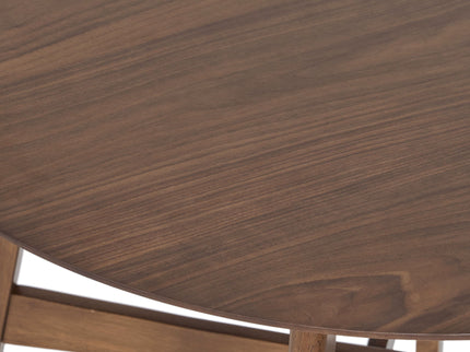 Round Counter Height Dining Table With Thick Rubberwood Legs And Support Beams - Walnut