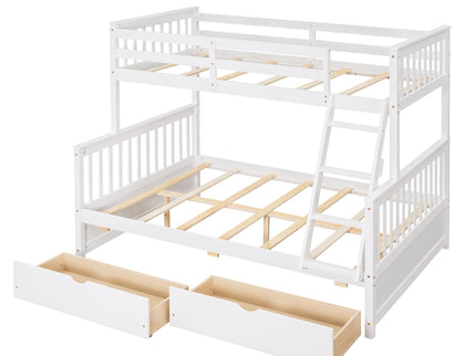 Bunk Bed With Ladders And 2 Storage Drawers