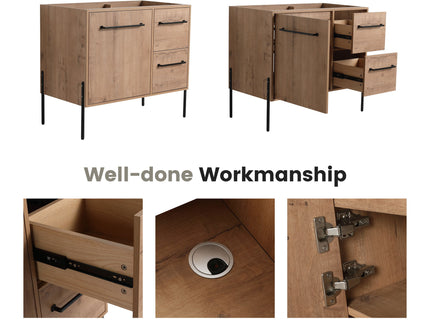 35" Freestanding Bathroom Vanity With Soft Close Doors And 2 Drawers (Vanity Only) - Imitative Oak