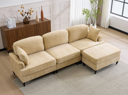 Cloud Sofa With Removable Ruffled Skirt With Ottoman And Flared Arms