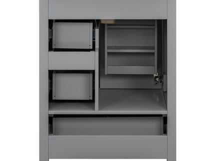 Bathroom Vanity With Sink, Soft Close Door, Double Layer Door Shelf And 3 Drawers - Gray