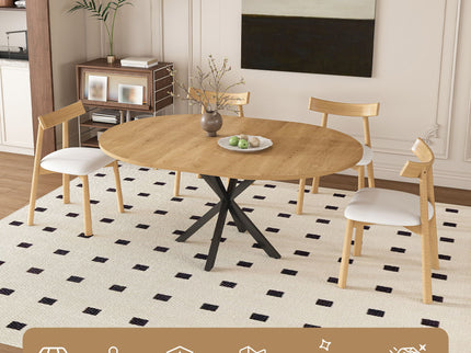 Modern Extendable Round Dining Table Set, Table With Chairs
