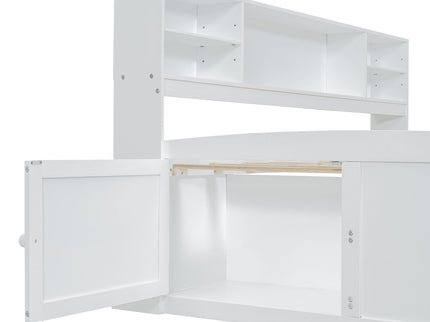 Daybed With 2 Bedside Cabinets, Upper Shelves And 4 Drawers