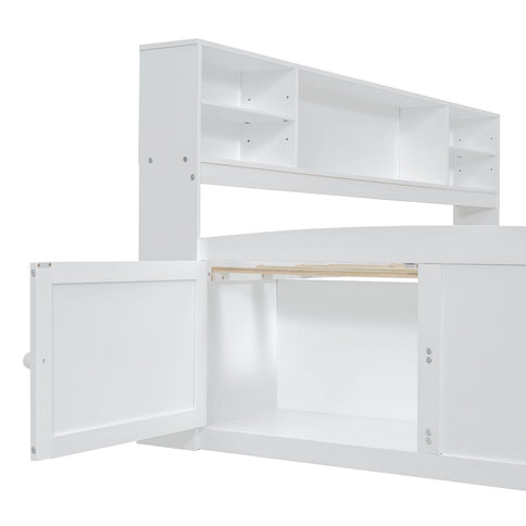 Daybed With 2 Bedside Cabinets, Upper Shelves And 4 Drawers