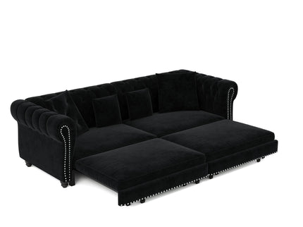 3 In 1 Convertible Sleeper Sofa Bed With Movable Ottoman