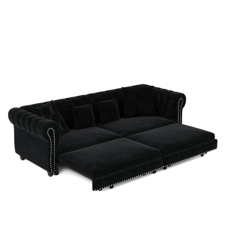 3 In 1 Convertible Sleeper Sofa Bed With Movable Ottoman