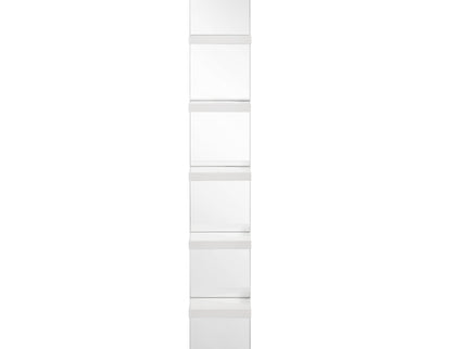 Glam Open Shelving Rack With Mirrored Back For Living Room - Cream / White