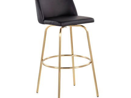 Toriano - Contemporary Fixed Height Barstool With Swivel And Round Footrest (Set of 2)