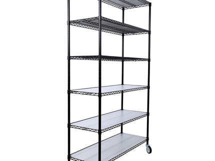 6 Tier 6000Lbs Capacity Nsf Metal Shelf Wire Shelving Unit, Heavy Duty Adjustable Storage Rack With Wheels & Shelf Liners For Commercial Grade Utility Steel Storage Rack