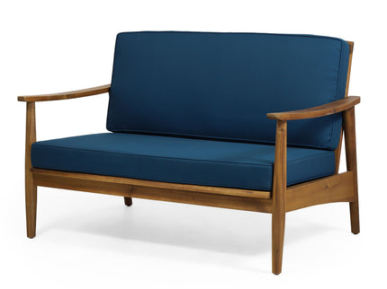 Outdoor Acacia Wood Loveseat Set With Coffee Table