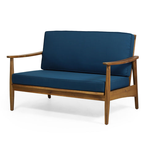 Outdoor Acacia Wood Loveseat Set With Coffee Table