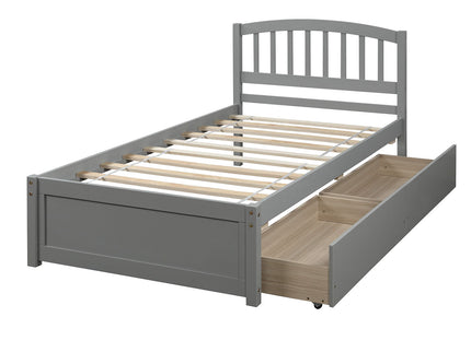 Platform Storage Bed Wood Bed Frame With Two Drawers And Headboard