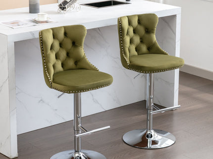 Swivel Barstools Adjusatble Seat Height From 25-33", Modern Upholstered Base Bar Stools With Backs Comfortable Tufted For Home Pub And Kitchen Island (Set of 2)