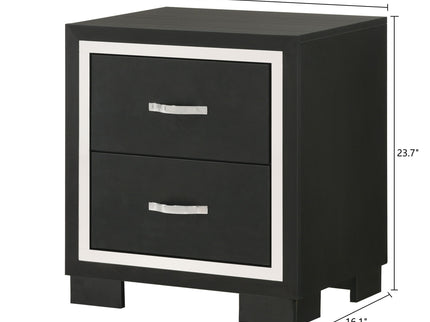 2 Drawer Bedroom Nightstand With Handles - Black
