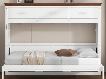 Twin Size Murphy Bed With 3 Drawers - White