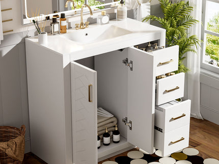 Bathroom Vanity With Sink Combo, Storage Cabinet, Freestanding Set With 3 Drawers & Soft Closing Doors