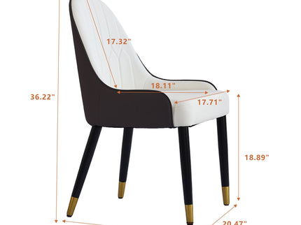 Modern Sponge-Filled Dining Chair, Solid Wood Metal Legs, Suitable For Restaurants, Living Rooms And Rooms (Set of 2)