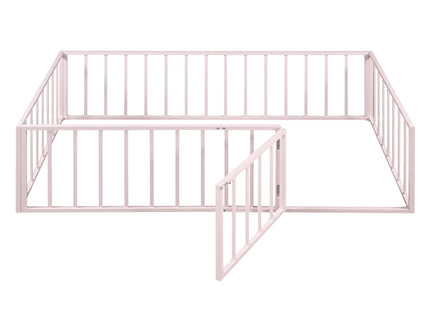 Metal Floor Bed Frame With Fence And Door
