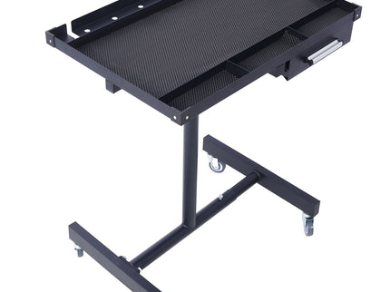 Adjustable Tear Down Work Table With Drawer For Garages, Repair Shops, And Diy, Portable, (4) 2.5" Swivel Casters, 220 Pound Capacity, Rubber Corners, Heavy Duty Steel