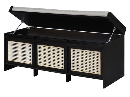 Entryway Shoe Bench With Drawers & Button Tufted Cushion