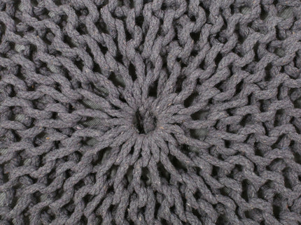 Hazel - Modern Knitted Cotton Yarn Round Pouf With Eco Friendly Pet Fibers - Dark Gray