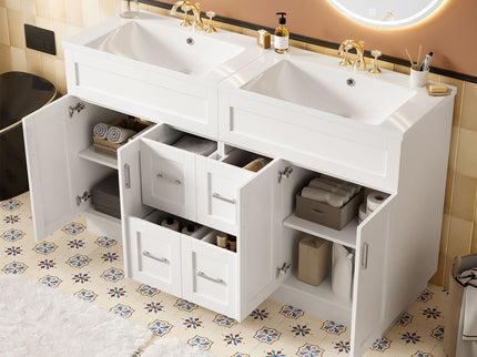 Bathroom Vanity With 2 Doors, 2 Drawers, Adjustable Shelf, Hidden Slides & Soft Close Hinges