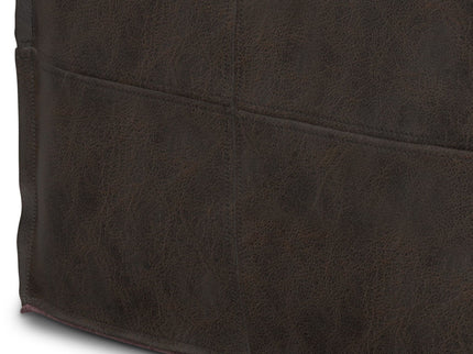 Sheffield - Square Pouf - Distressed Dark Brown
