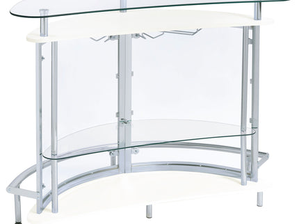 Strick - Freestanding Glass Top Home Bar Wine Cabinet - White