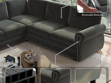 L-Shaped Sofa Couch With Pull-Out Bed