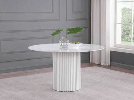 Quincy - Round Dining Table - White Marble