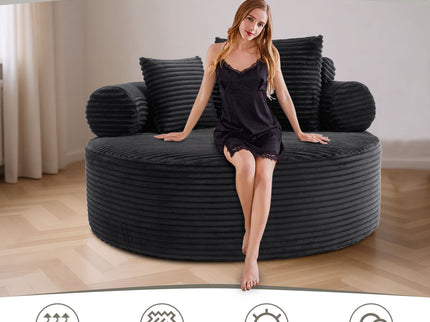 Round Sofa Bed With 3 Pillows For Living Room