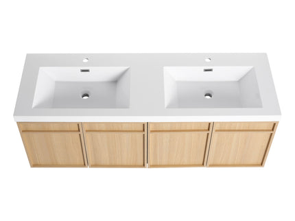 Wall-Mounted Bathroom Vanity With Resin Sink And Soft Closing Doors