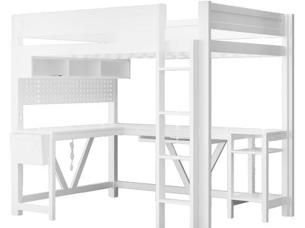 Gaming Loft Bed With Desk, Storage Shelves, LED And Charging Station